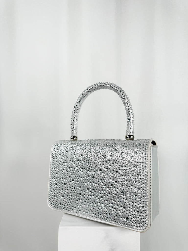 Clutch Bag with Stones - Silver