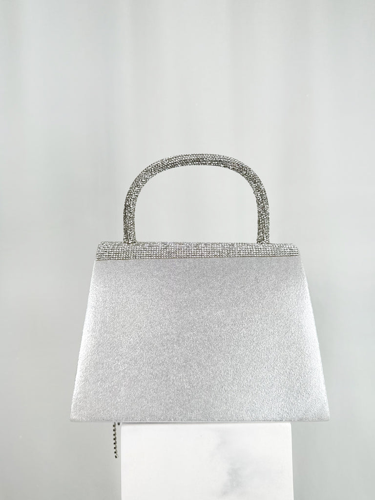 Fringe Top Handle Bag - Silver