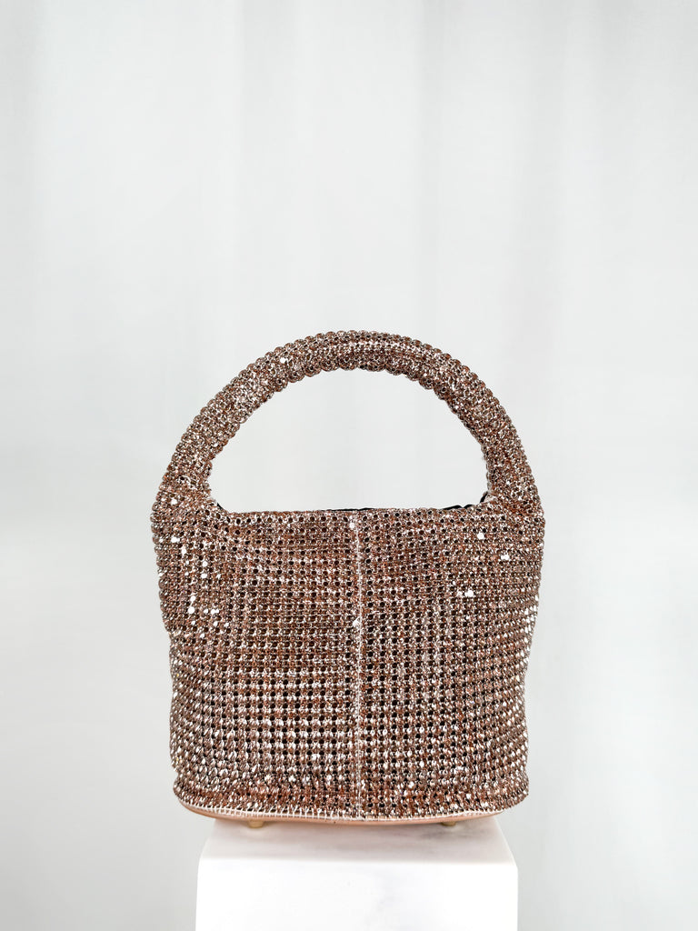 Top Handle Bag with Small Stones - Rose