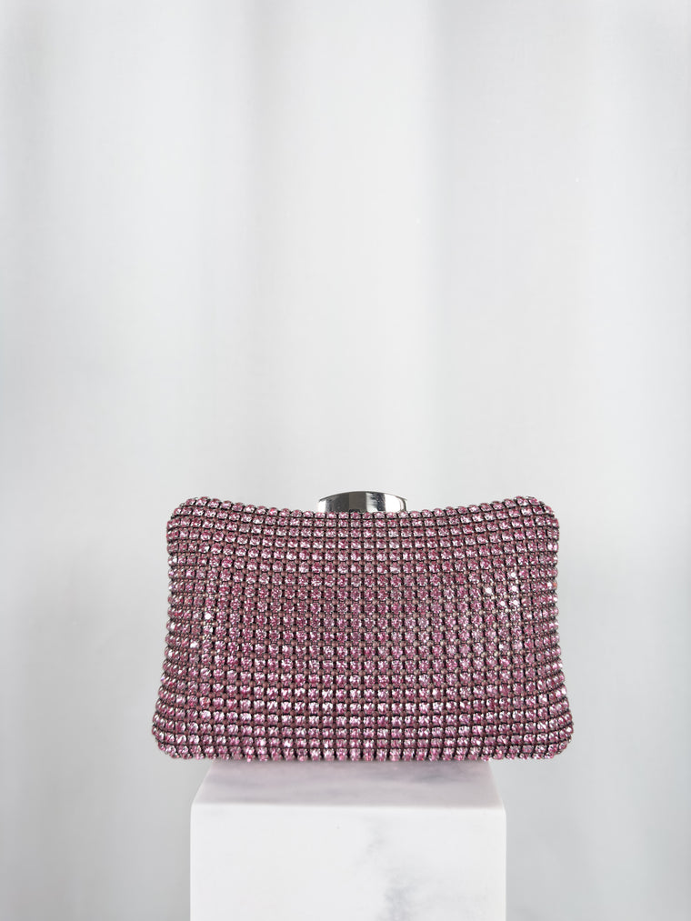 Clutch Bag with Silver Stones - Rose