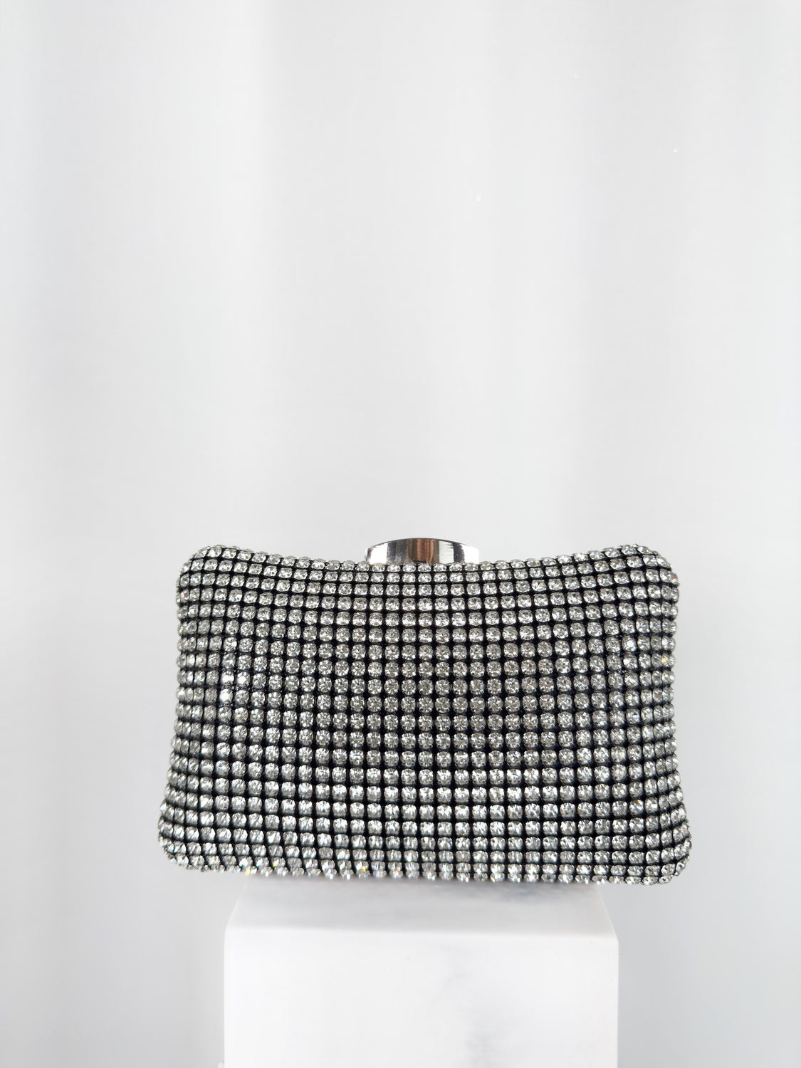 Clutch Bag with Silver Stones - Black