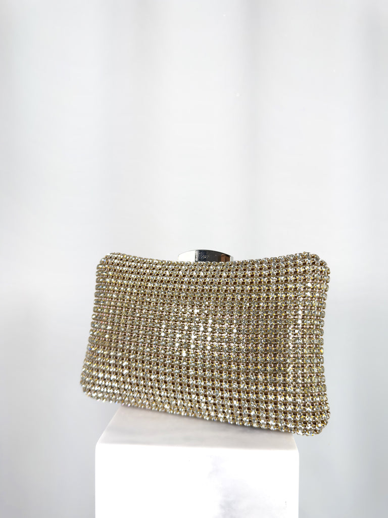Clutch Bag with Silver Stones - Gold