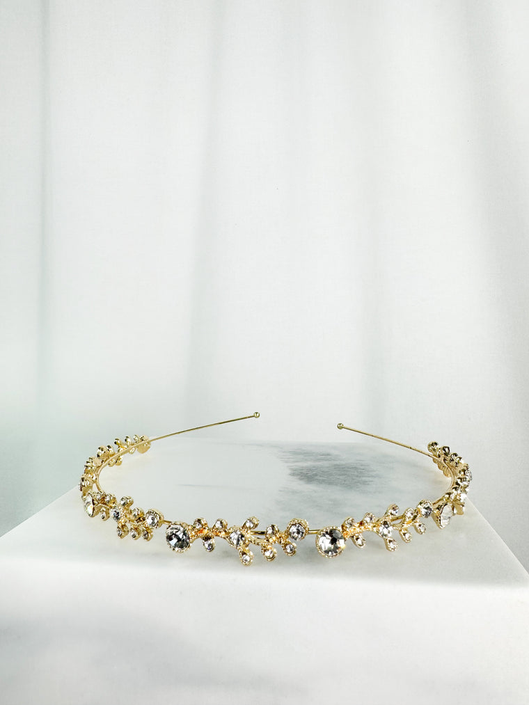 Gold Headband with Silver Stones