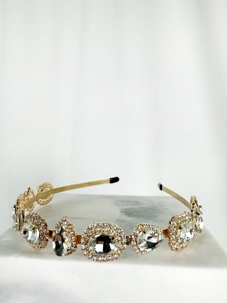 Gold Headband with Stones in Different Sizes