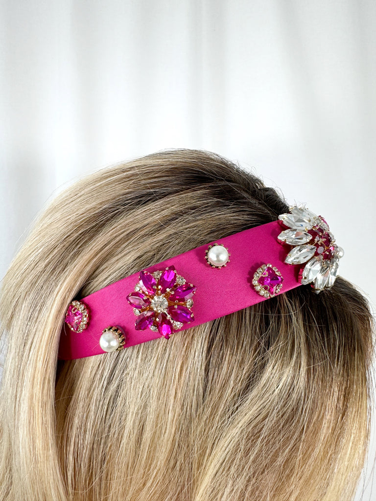 Fuchsia Headband with Stones - Flower Shape