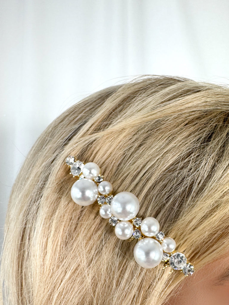 Gold Hair Comb with Stones and Pearls