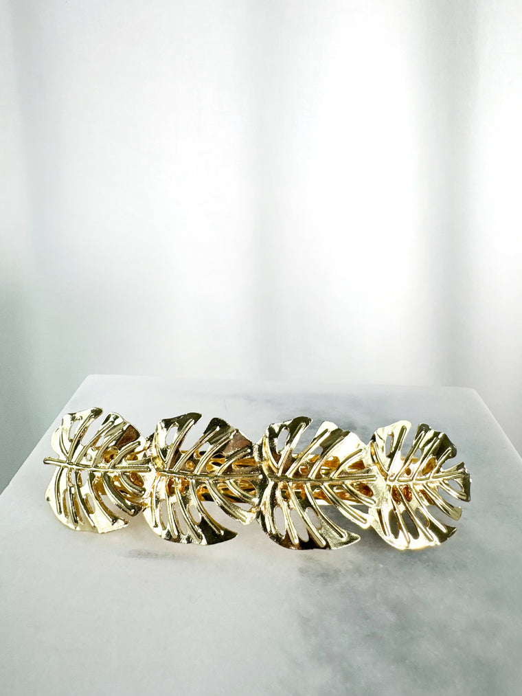 Gold Hair Clip with Four Leaves