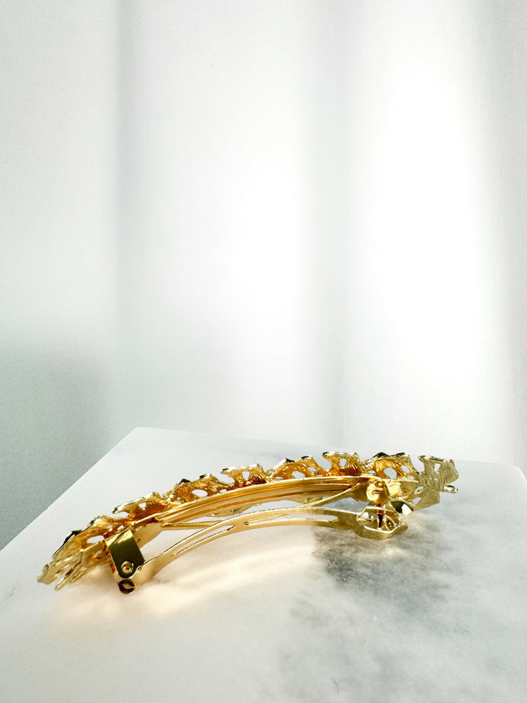 Gold Hair Clip with Four Leaves
