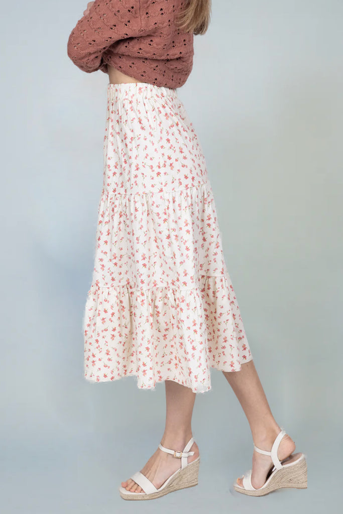 Nadja Peach Floral Print Skirt